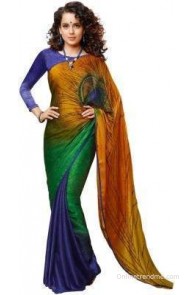 Click Sarees Printed Bollywood Crepe, Jacquard Sari